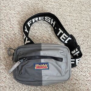 Teddy Fresh Gray Fanny Pack Crossbody with Black Strap